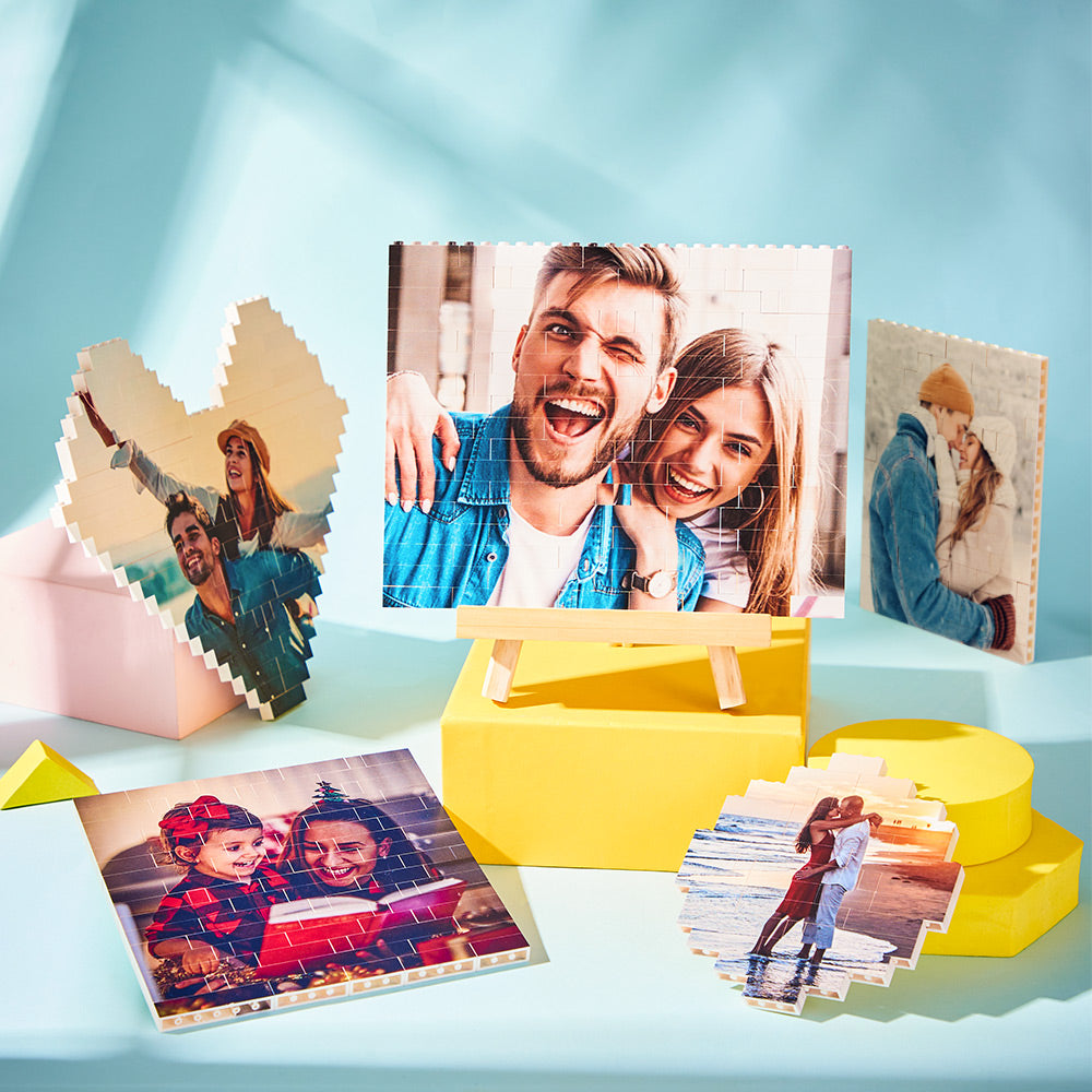 Custom Block Puzzle Personalised Photo Building Brick Multiple Shapes and Sizes Gift for Lover